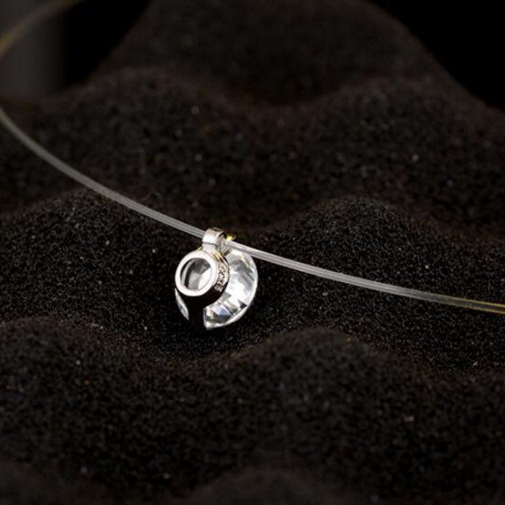 NEW 2CT Solitaire Diamond Invisible Chain Necklace - Picture 6 of 8